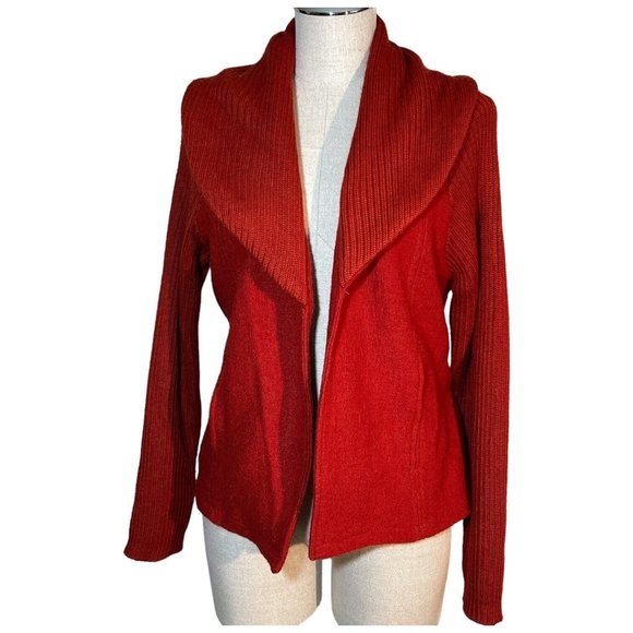 Willi Smith Boiled Wool Sweater Open Cardigan Belted Long Sleeve Knit Jacket XL - Picture 5 of 7